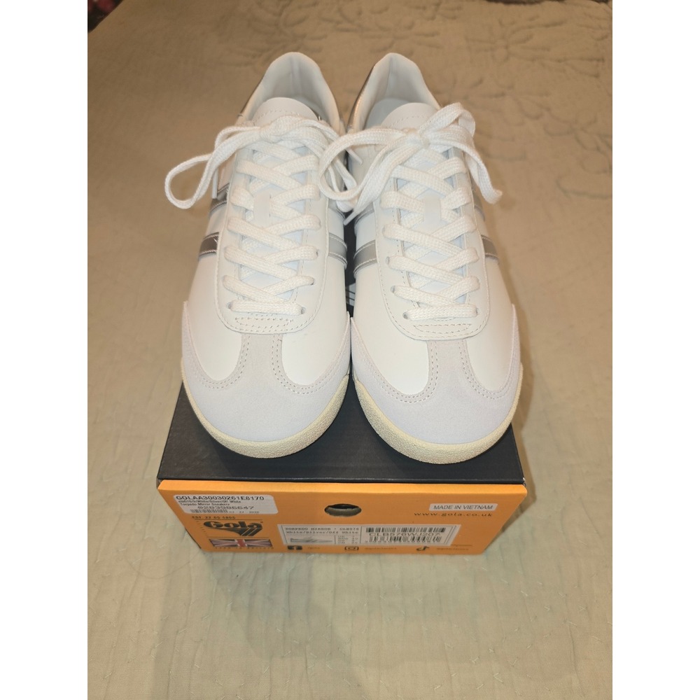 Gola Torpedo Mirror Sneakers White Silver Off White Retro Trainers EU 40 US 9
